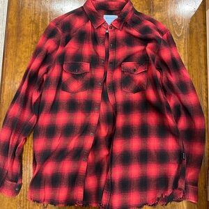 YoungLA Red and Black Plaid Shirt